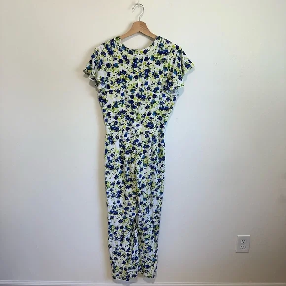 Privacy Please Floral Goodwin Cropped Jumpsuit Blue and Green Floral Small - Picture 7 of 7